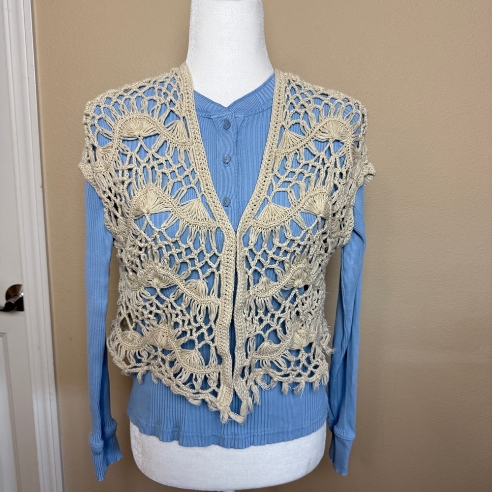 Crochet Cropped Vest Size Medium